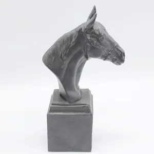 De metal Vintage cabeza de caballo rústica de hierro fundido estatuilla animal interior estatua granja estilo