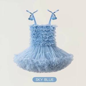 Vestido de tirantes de verano para niñas HP Yiwu Lingfeng, falda tutú de Navidad con volantes sólidos, vestido de princesa de gasa abullonada para el primer cumpleaños - Product Image 2