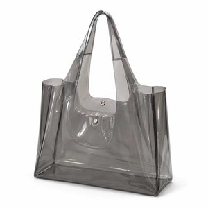 Reusable Transparent PVC Tote Bag Custom Logo Waterproof Large Shopping Beach Shoulder <b>Handbag</b> for Retail Wholesale - Product Image 4