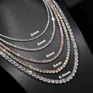 Cadena de tenis de lujo para hombre y mujer, estilo hip hop, con diamantes de laboratorio de 2MM, 3MM, 4MM, 5MM, plata S925, moissanita VVS, joyería fina. - Product Image 2