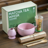 Ensemble de 6 ustensiles pour la préparation du thé matcha, fouet en bambou, support pour fouet, cuillère, bol et tapis en bambou pour débutants