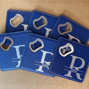 Sous-verre personnalisé en acier inoxydable de 4 pouces avec impression sérigraphique, cadeau pour les demoiselles d'honneur, en similicuir avec ouvre-bouteille - Product Image 2
