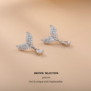 Vente en gros Nouveau modèle très populaire Boucles d'oreilles sirène scintillantes en or 14 carats plaqué or 925 avec zircone et <span class=keywords><strong>diamant</strong></span> naturel - Product Image 2