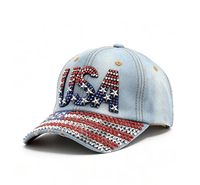 Casquette de baseball USA Letter Rhinestone Star, plusieurs couleurs disponibles, personnalisable