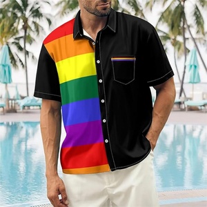 เสื้อเชิ้ตฮาวายชายพิมพ์ลายลำลองชายหาดสไตล์ Aloha ผ้าฝ้ายระบายอากาศดี แขนสั้น กระดุมติด คอปกตั้ง ทรงปกติ ใส่สบายสำหรับฤดูร้อน - Product Image 2