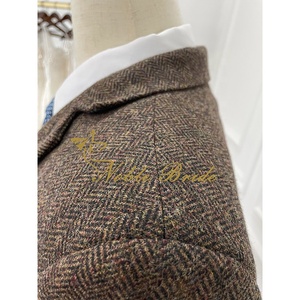 Costume 3 pièces en <span class=keywords><strong>Tweed</strong></span> <span class=keywords><strong>marron</strong></span> pour <span class=keywords><strong>homme</strong></span>, veste et <span class=keywords><strong>Blazer</strong></span> d'hiver coupe Slim à simple boutonnage, personnalisé et de haute qualité, prêt à être expédié - Product Image 6