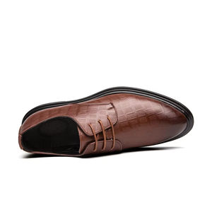 Chaussures de mariage pour hommes en cuir véritable, style italien haut de gamme, imperméables, à enfiler, Oxford, faites à la main, antidérapantes et amortissantes - Product Image 2