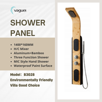 Ensemble de panneaux de douche en bambou poli et résistant à l'eau avec double poignée, prêt pour une expédition rapide, idéal pour les centres de villégiature, les saunas et les villas