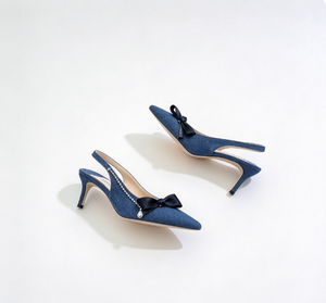 Chaussures habillées à talons hauts en cuir gaufré pour jeunes filles, avec boucle de cheville, talon effilé, bout pointu, 5,5 cm, toutes saisons - Product Image 2