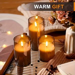 3 bougies LED sans flamme réalistes avec télécommande, luminosité réglable et effet de scintillement pour une utilisation en intérieur/extérieur - Product Image 2