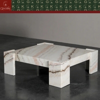 Table basse carrée en marbre onyx rose moderne GOLDKING, en pierre massive, pour villa, appartement, salon, projet