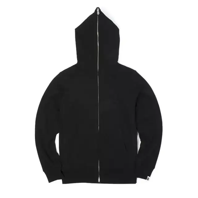 HD1185 Hoodie Ritsleting Hitam Katun Putih Penuh Kustom untuk Pria Kelas Berat Super dengan Pesanan Jumlah Besar Minimum