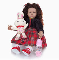 Poupée Bébé Afro-Américaine Réaliste en Vinyle Souple de 60 cm, Tenue de Princesse, Compagnon d'Éveil pour Filles, Vente en Gros