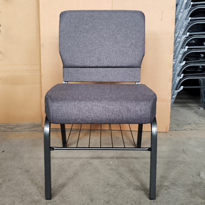 Chaises d'église empilables en métal inoxydable rembourrées avec porte-livres, confortables et imbriquées, au meilleur prix - Product Image 2