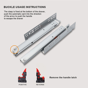 Phục hồi undermount ngăn kéo đường sắt hai phần ẩn mềm đóng push-mở theo dõi Ngăn kéo trượt với khóa và xử lý - Product Image 4