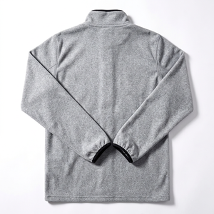 Unisex Gray Fleece <strong>Half</strong>-Zip <strong>Jacket</strong> Full Sleeve Casual Autumn Wear Breathable Solid Design Regular Fit Polyester Material - Product Image 2