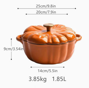 Pumpkin Enamel Cast Iron Cookware Sets Mini Dutch Oven Belly <strong>Pot</strong> Set Enameled <strong>Stew</strong> <strong>Pot</strong> Soup <strong>Pot</strong> for Braising Baking Home - Product Image 4
