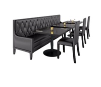 Banquette de luxe en cuir artificiel noir pour restaurant, banquette lounge