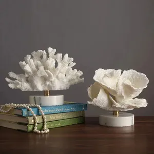 Creativity Resin Artificial Coral Artificial Coral Handicraft Furnishings White Marble Base Home Decoration