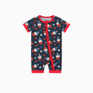 Combinaison pour bébé en bambou Miozing Independence Day, design pyjama, respirante, pour l'été, avec logo personnalisé - Product Image 3