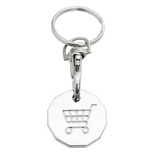 Llavero de acero inoxidable con logotipo personalizado, diseño de carrito de compras de dibujos animados, fichas de tamaño cuarto de dólar - Product Image 3