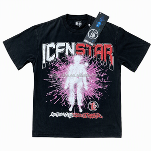 T-shirt en coton noir surdimensionné pour homme, imprimé numérique, respirant, manches courtes, streetwear, Playeras De Hombre G5 Marcas - Product Image 1