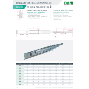 Corredera SERIE 89 de Alta Resistencia con Capacidad de Carga de 400 kg, Rango de 300-1000 mm para Uso en Sala de Estar - Product Image 1
