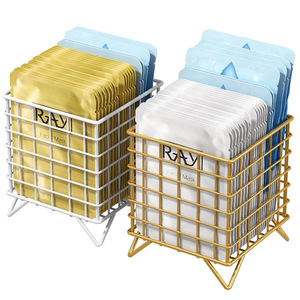 Face Mask Storage Box <b>Square</b> Wire <b>Basket</b> Desktop Cosmetic Organizer Eco Friendly Standing Type - Product Image 3
