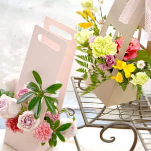Custom Portable Carrier Basket Flower Bouquet Pink Waterproof Paper <strong>Floral</strong> <strong>Box</strong> - Product Image 5
