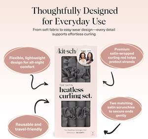 <span class=keywords><strong>Set</strong></span> per Arricciatura Senza Calore in Spugna con Scrunchies in Raso e LED per Capelli Lunghi/Corti, Ricci per la Notte, 2 Pezzi, Asta per Styling da 34 Pollici - Product Image 4
