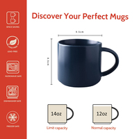 Vente en gros de tasse à café en céramique mate empilable de 12oz avec logo personnalisé avec poignée tasses imprimées tasses à thé Latte personnalisées pour Noël