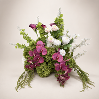 Composition florale artificielle personnalisée PPS, boule florale bordeaux, idéale pour la décoration de table de mariage et d'événements – Meilleure vente