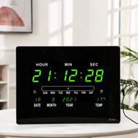 Kalender Modern 2026 Jam Dinding Digital Elektronik Layar Besar Termometer Fase Bulan Abadi Operasi Senyap Alarm