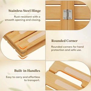 Tapis de douche de luxe, antidérapant, robuste, tapis de salle de bain imperméable, pliable en bambou, adapté à une utilisation intérieure ou extérieure, séchage rapide. - Product Image 4