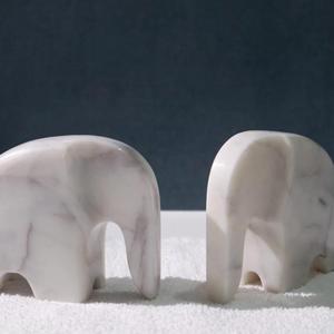 Vente en gros du fabricant direct Statue d'éléphant en marbre Sculpture bonne chance éléphant décor cadeaux pour femmes maman pierre matériel - Product Image 3