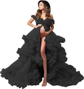 For Foreign Trade Maternity Off-Shoulder 100% Cotton Floor-Length Crystal Evening <strong>Wedding</strong> <strong>Dress</strong> Bride Tulle <strong>Pregnancy</strong> <strong>Dress</strong> - Product Image 6