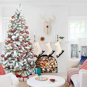 Albero di Natale Artificiale OurWarm OutdoorWholesale Verde 6FT in PVC con Neve, Preilluminato, Pop-up, con Anima in Pino Bianco - Product Image 2