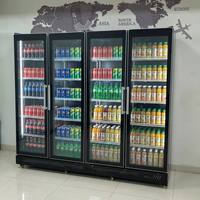 Vitrine commerciale sur mesure en gros avec double porte vitrée pour bière et boissons, réfrigérateur-congélateur