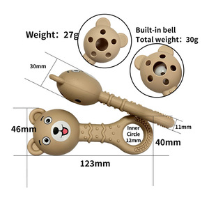 Jouets de dentition en silicone colorés en forme de canard avec anneau de maintien pour bébés, anneaux de dentition souples en caoutchouc à mâcher en jaune, vert, beige, rose - Product Image 3