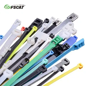 FSCAT 100 Pacs siyah naylon plastik kendinden kilitleme kablosu bağları yüksek kaliteli 2.5*250mm naylon 66 Zip bağları UV dayanıklı kablo bağları