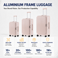 Valise à roulettes rigide à ouverture frontale avec port USB, élégante et luxueuse, personnalisable (OEM) pour voyages