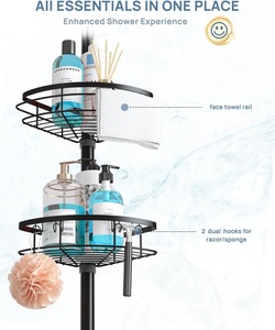 CF alta qualità moderna resistente alla ruggine angolo <span class=keywords><strong>doccia</strong></span> Organizer 4 ripiani regolabili palo tensione <span class=keywords><strong>Shampoo</strong></span> stoccaggio bagno scaffali - Product Image 6