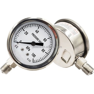 Beco pengukur tekanan baja anti karat, pengukur tekanan baja anti karat 0-100 Psi- 2 1-2 inci cairan berisi Air minyak udara pengukur <span class=keywords><strong>Gas</strong></span>-1/4 inci NPT dudukan bawah - Product Image 2