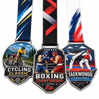 Médailles de sport personnalisées en alliage de zinc 3D, cyclisme, boxe, taekwondo, médailles de championnat, médailles de tournoi avec ruban imprimé