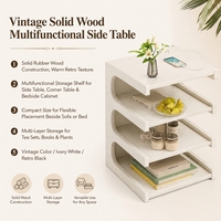 Table d'appoint vintage en bois massif, table de chevet d'angle multi-niveaux, meuble multifonctionnel, fournisseur de services OEM/ODM