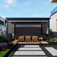 Système de pergola bioclimatique rétractable sur mesure 3x3 3x4 5x4 6x4 avec rideaux pour balcon, revêtement poudré, vente en gros