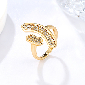 NYH 패션 18K 금도금 지르콘 오픈 링 조절 가능한 큰 하트 모양 지르콘 반지 (남녀공용) - Product Image 4
