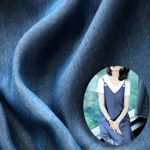 Nieuwe Aankomst Denim Blauw 45% Rayon 55% Polyester Soft Blouse Jurk Imitatie Denim Stof
