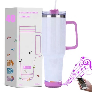 Đôi tường thép không gỉ âm nhạc hiển thị cà phê Mug <span class=keywords><strong>USB</strong></span> sạc 40oz thăng hoa khoảng trống Tumbler với Bluetooth Loa - Product Image 1
