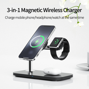 Cargador inalámbrico magnético 3 en 1, soporte de carga rápida de 15W, soporte para teléfono móvil, súper estación de carga, logotipo personalizado multifuncional - Product Image 2